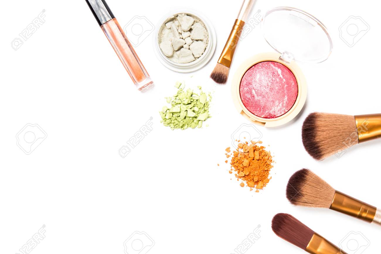 Cosmetic makeup set ,Eyebrow pencil, lipstick and blush on ,on white background. - 120696630 Cosmetic makeup set ,Eyebrow pencil, lipstick and blush on ,on white background. - 120696630