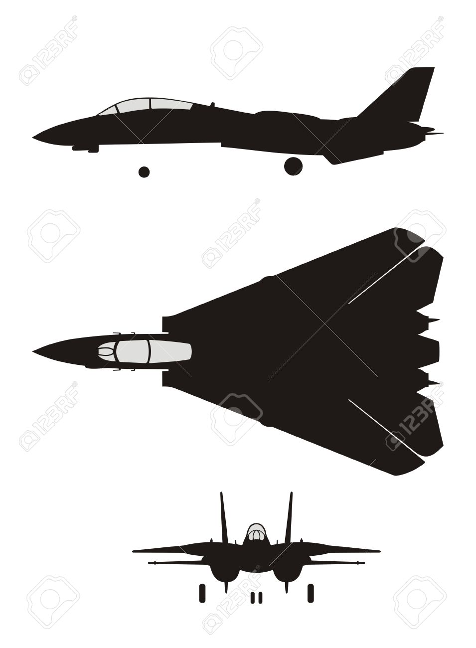 ジェット戦闘機 F 14 のシルエットのイラスト素材 ベクタ Image