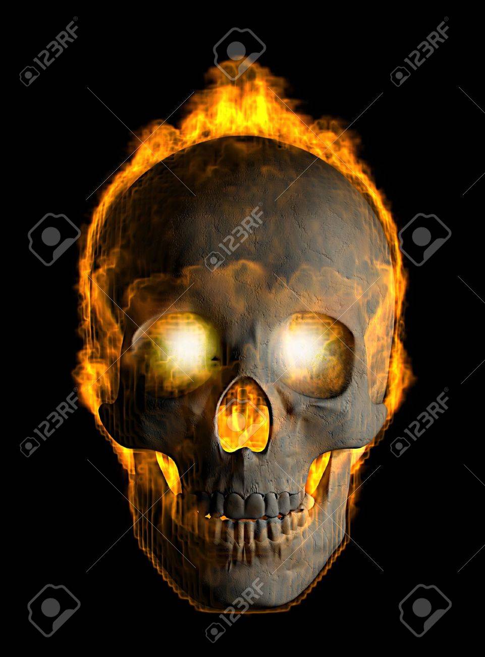 3d Darstellung Von Schadel Mit Flammen Lizenzfreie Fotos Bilder Und Stock Fotografie Image 4584757