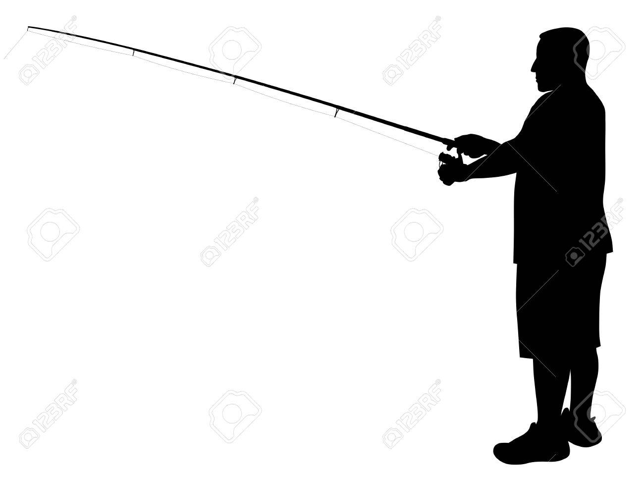 漁師のシルエットのイラストのイラスト素材 ベクタ Image