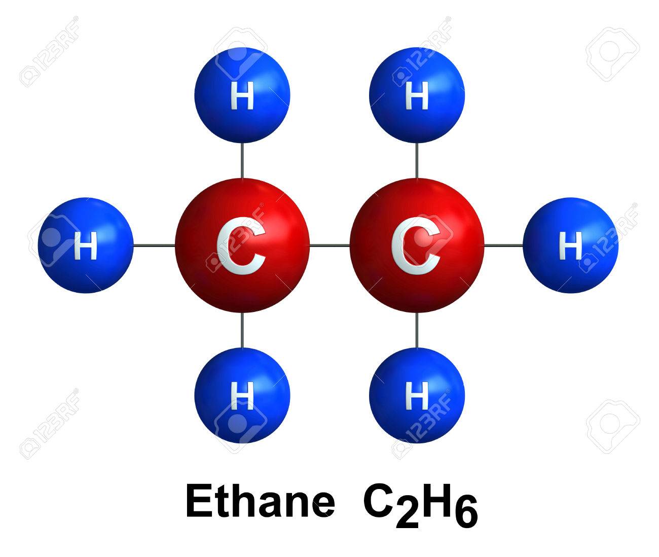 3d render of molecular structure of ethane isolated over white