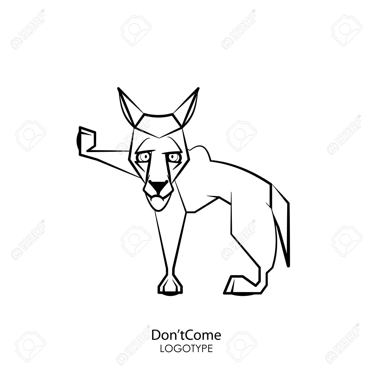 Cartoon character of a forest animal. Funny cool wolf standing posing on a white background. Vector illustration. Do not come, I was offended! Stop! - 124964917 Cartoon character of a forest animal. Funny cool wolf standing posing on a white background. Vector illustration. Do not come, I was offended! Stop! - 124964917