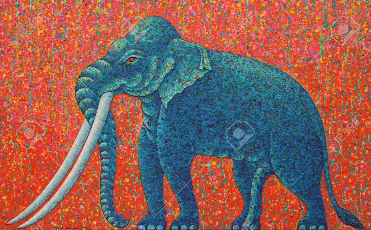 象　絵画　アクリル　キャンパス