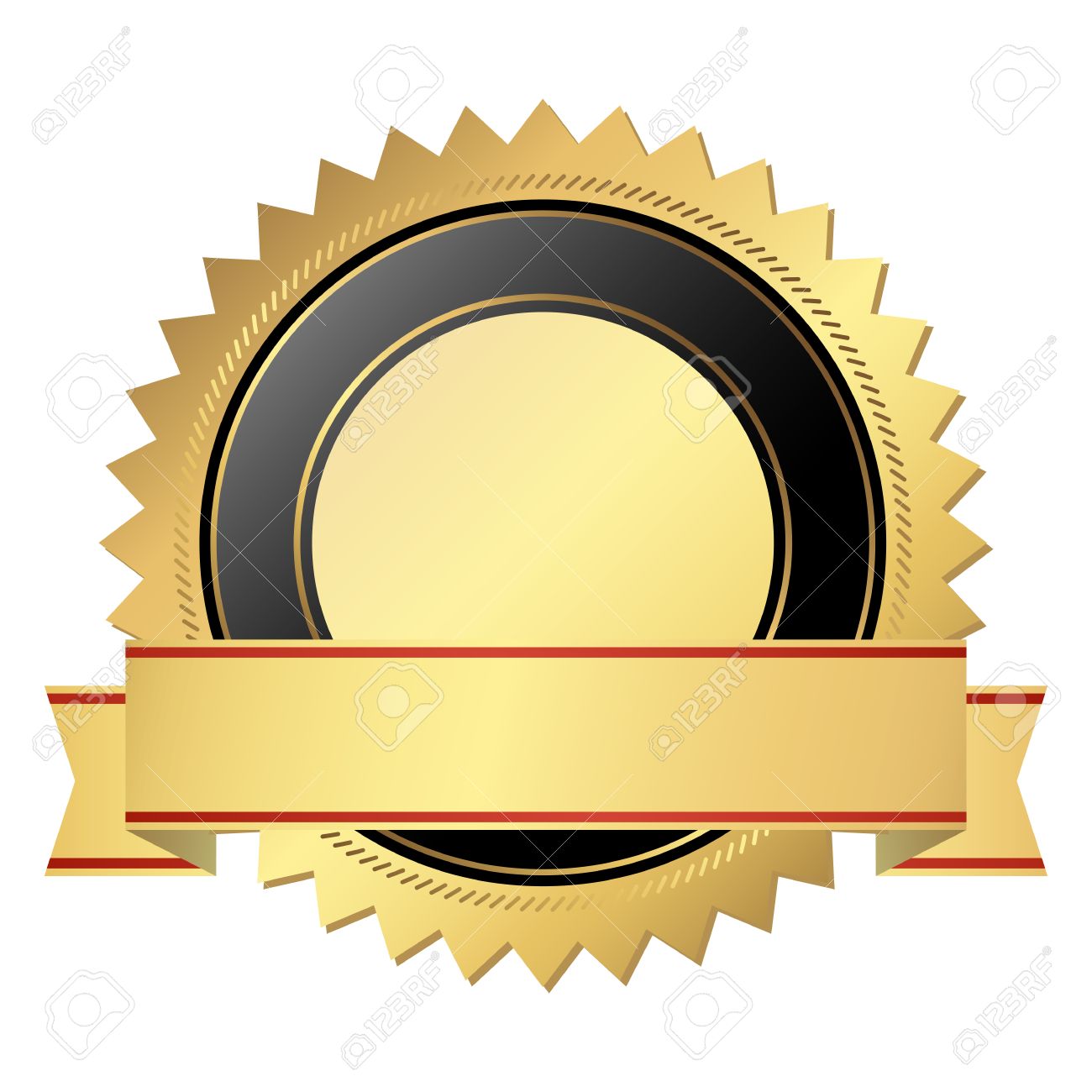 vector template seal of quality gold with banner royalty free