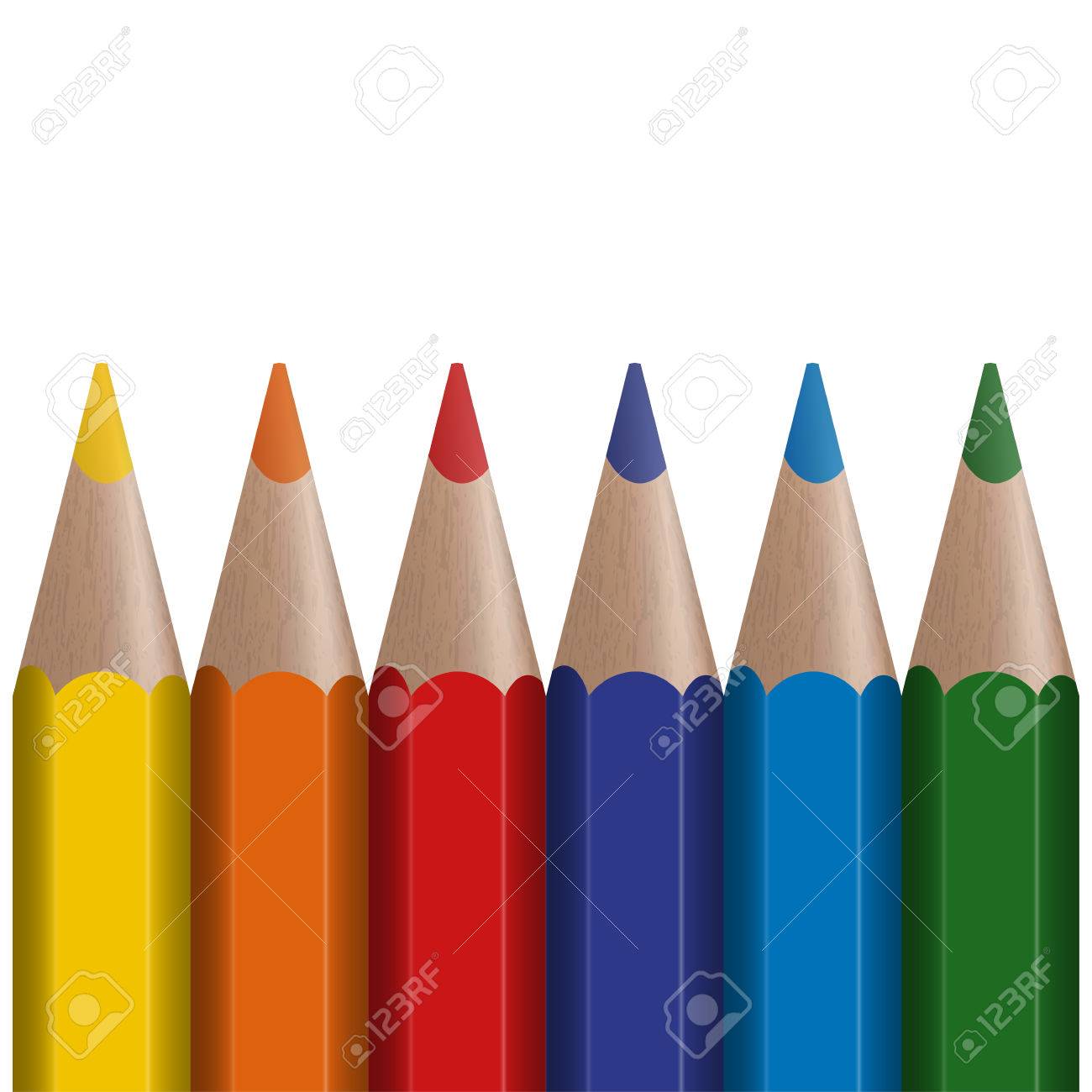 白い背景を持つ行の 6 色ペン のイラスト素材 ベクタ Image