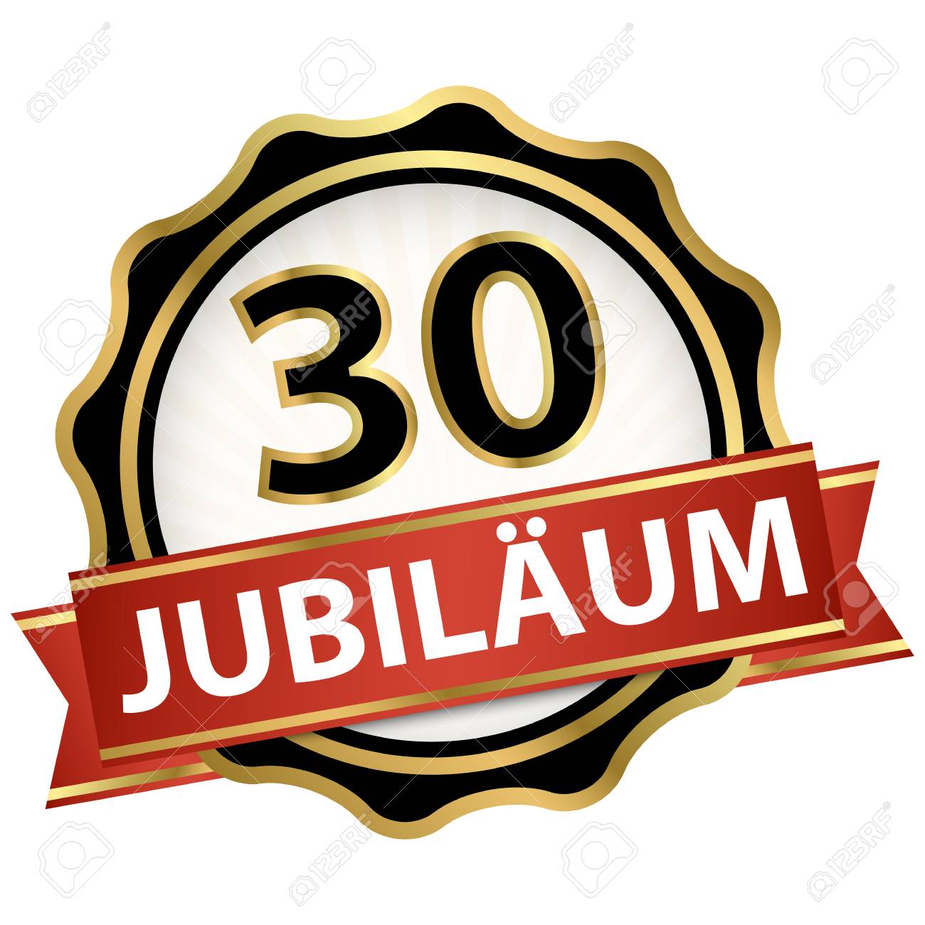 Jubilee button with banner for 30 years (text in german) - 113768985 Jubilee button with banner for 30 years (text in german) - 113768985