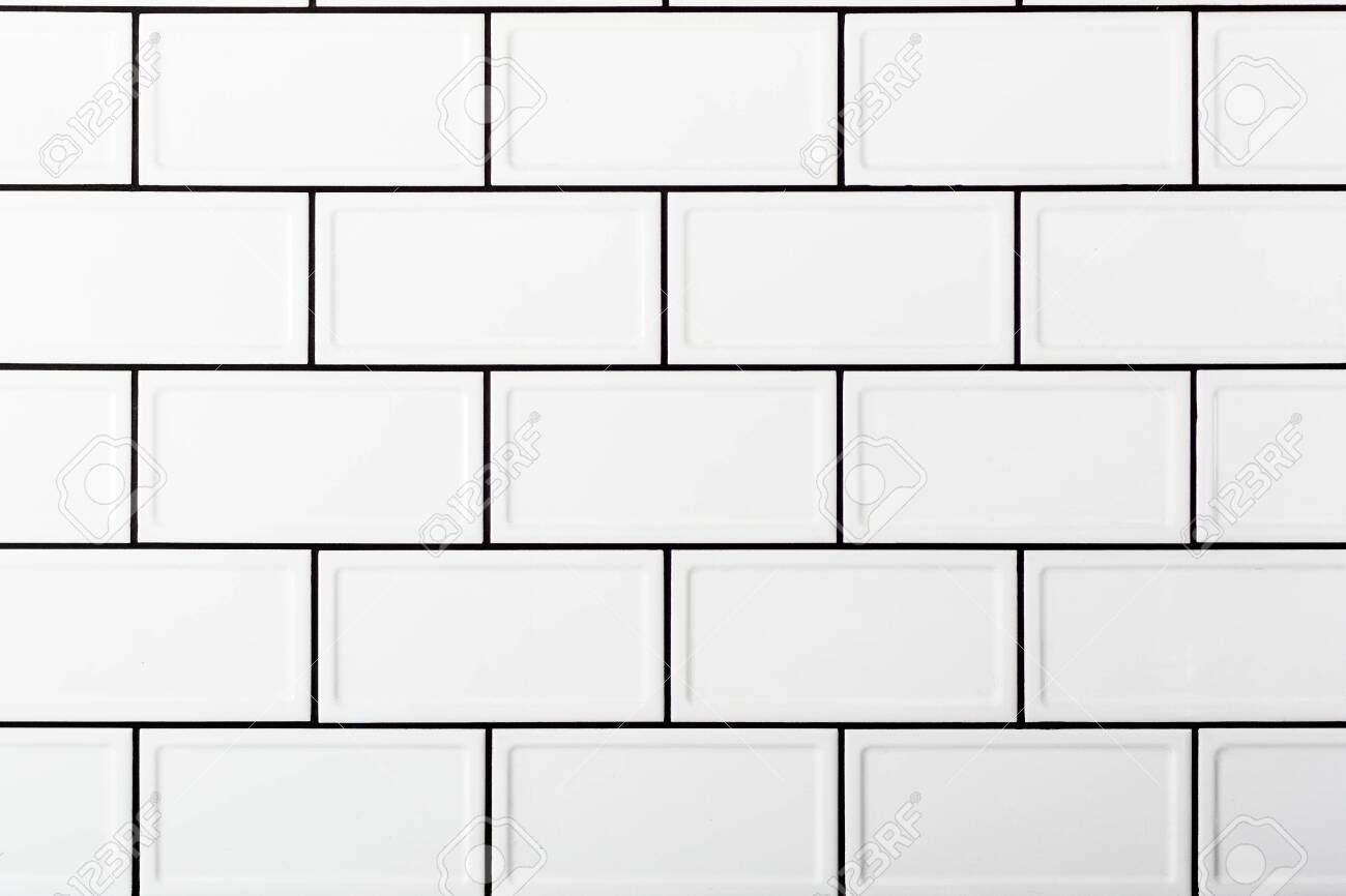White Tile Texture With Contrasting Black Seams Tiles In The Stock Photo Picture And Royalty Free Image Image 143670185
