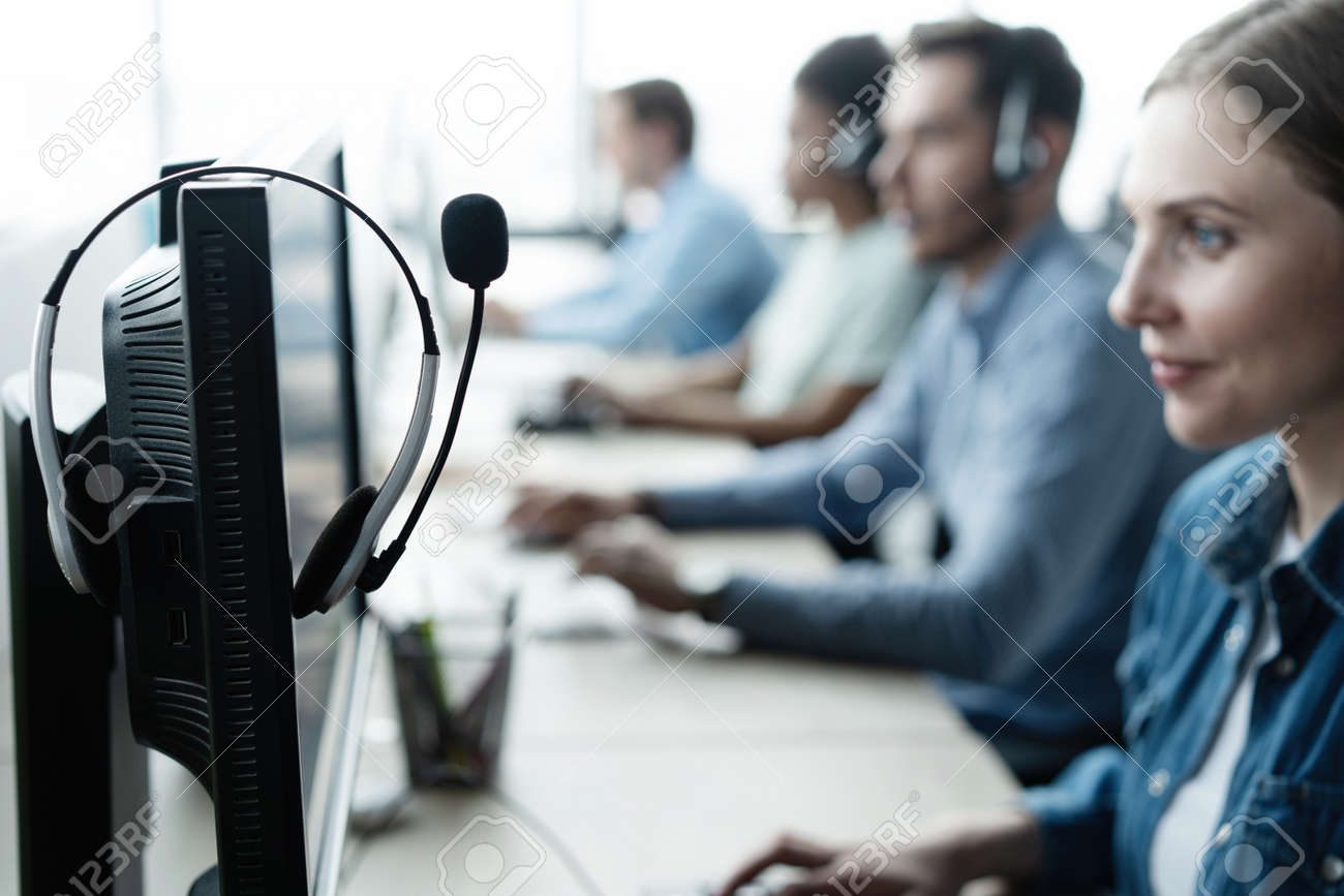 Communication support, call center and customer service help desk at modern office. - 171827792 Communication support, call center and customer service help desk at modern office. - 171827792