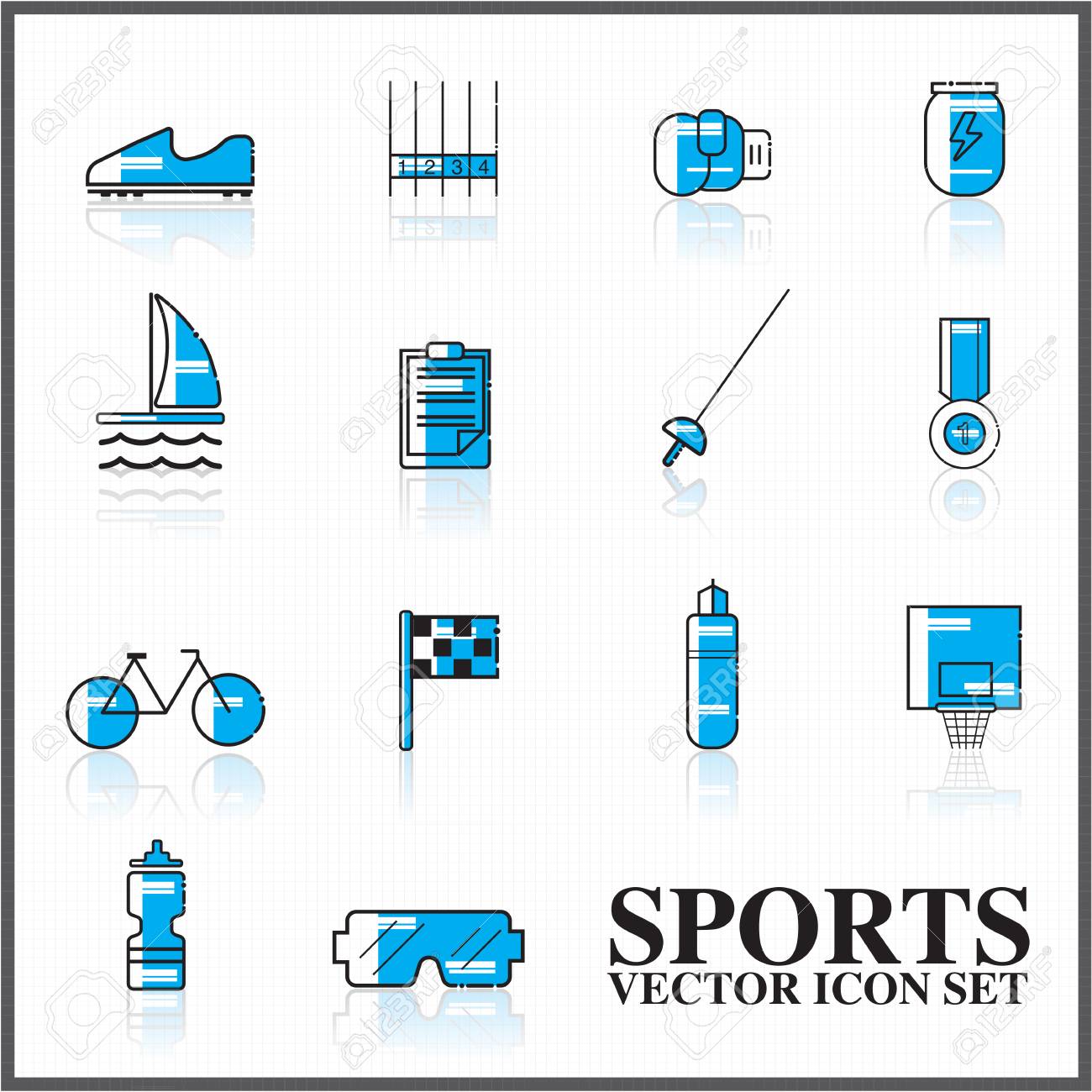 sports vector icons set outline twotone big set royalty free two tone icons