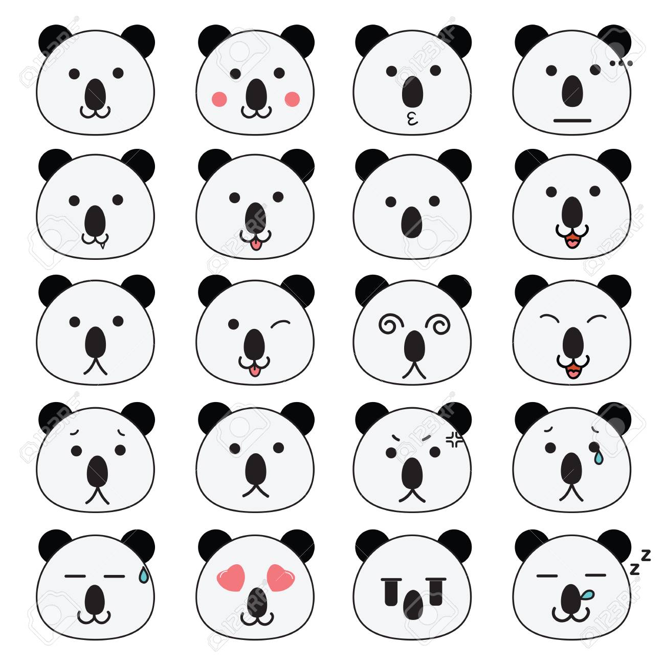 クマ顔気持ちベクター アイコン セット イラスト デザインのイラスト素材 ベクタ Image