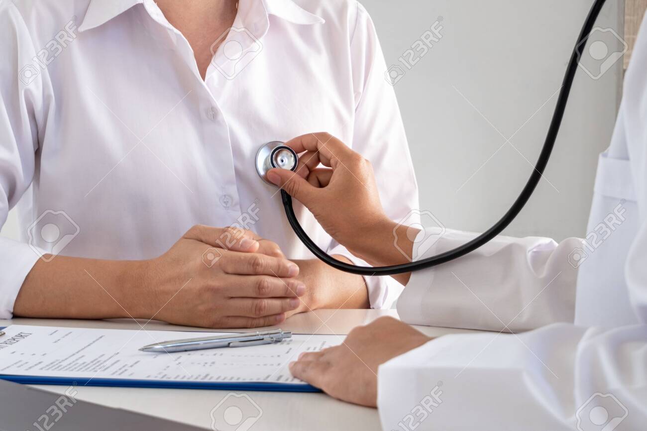 Female Doctors Perform A Pulse Examination Using A Stethoscope Initial Health Check Up At The Hospital Concepts Of Treatment And Good Health Stock Photo Picture And Royalty Free Image Image 139498557