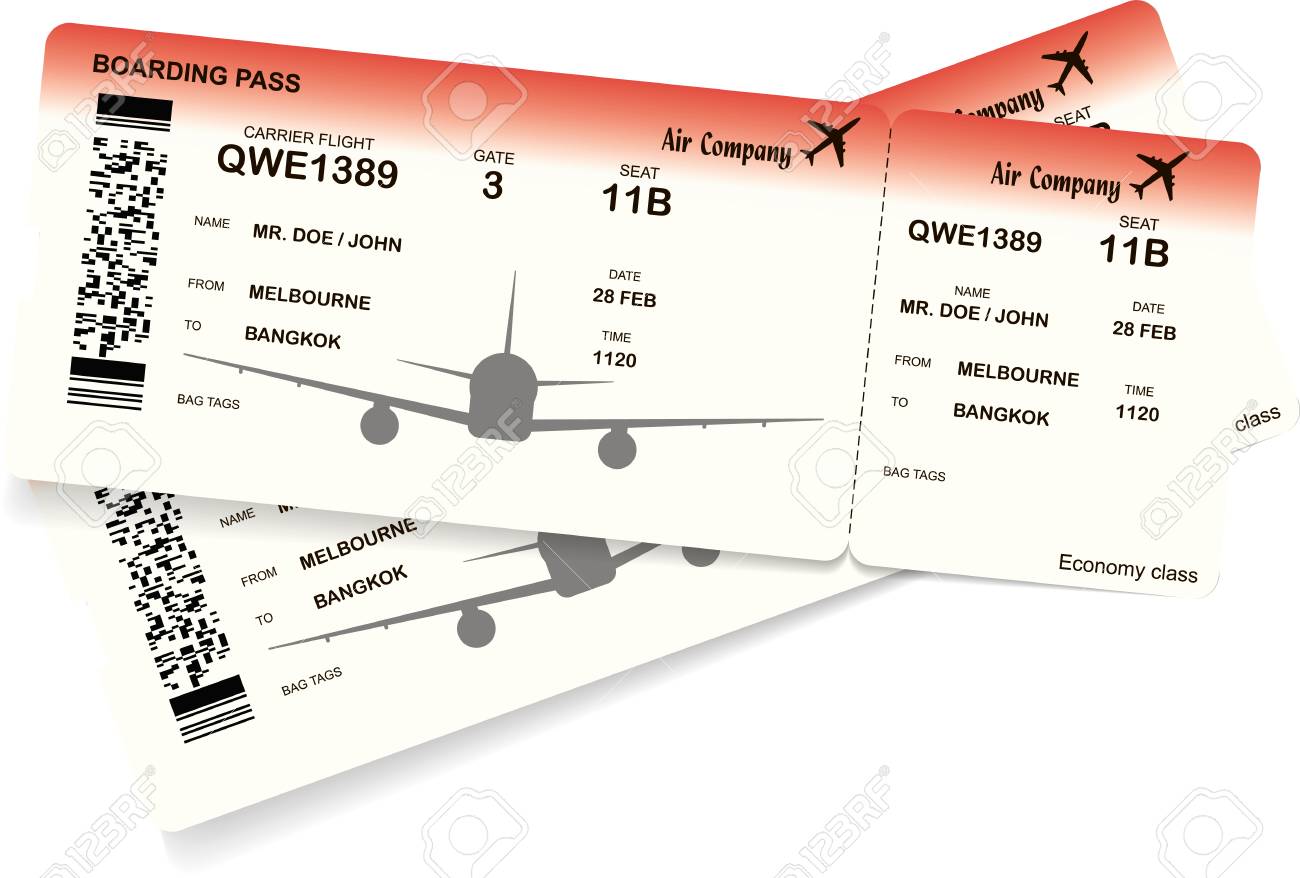 red airplane ticket boarding pass ticket template vector