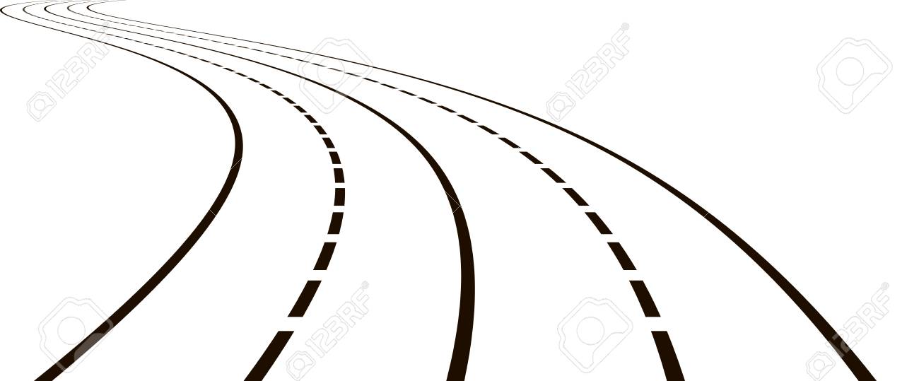 Curved Road. Black And White Vector Illustration Royalty Free SVG,  Cliparts, Vectors, And Stock Illustration. Image 110024028.