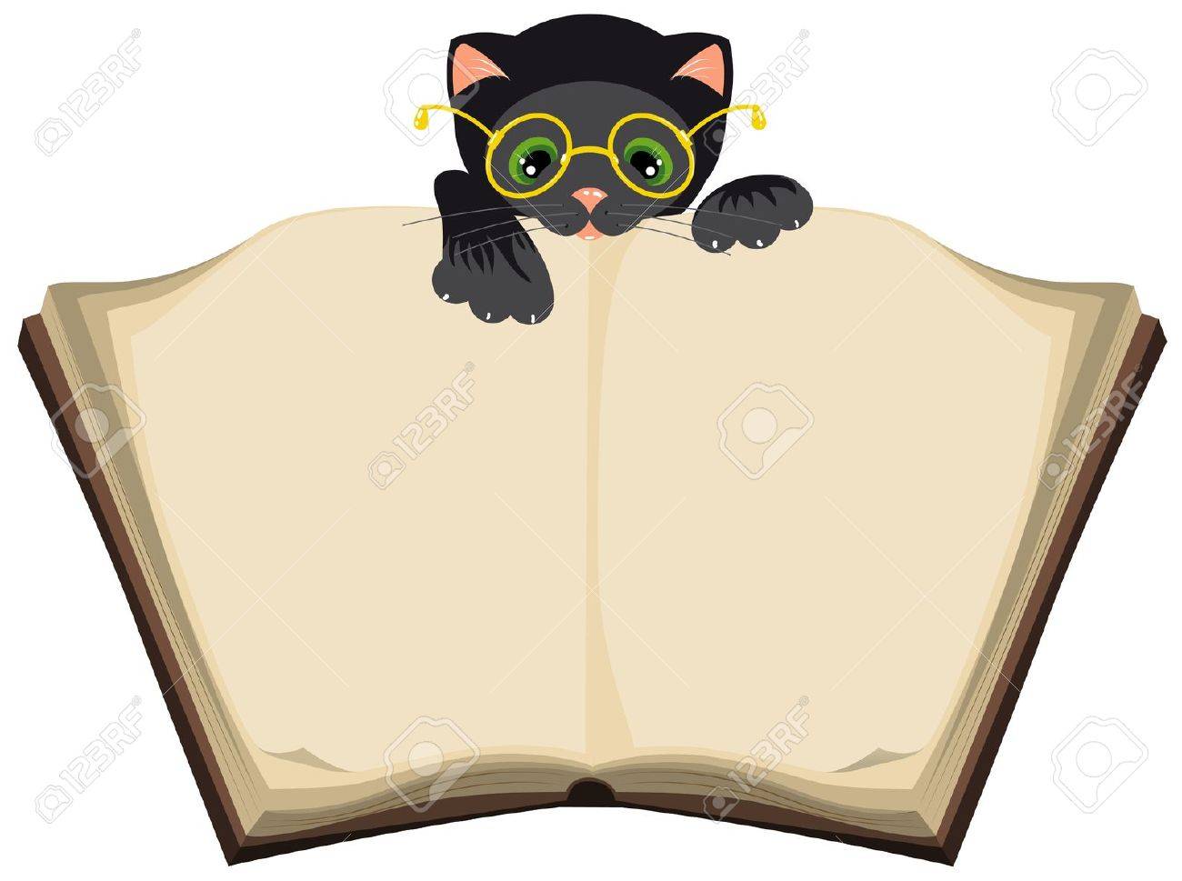 cat reading open book illustration in vector format eps royalty free
