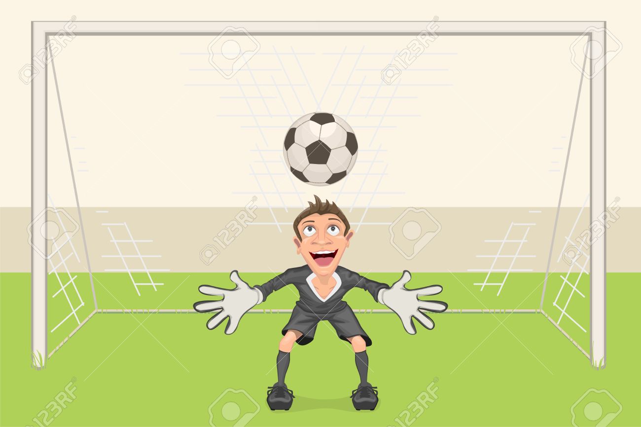 El Portero Coge El Balon De Futbol Penal En El Futbol Porteria