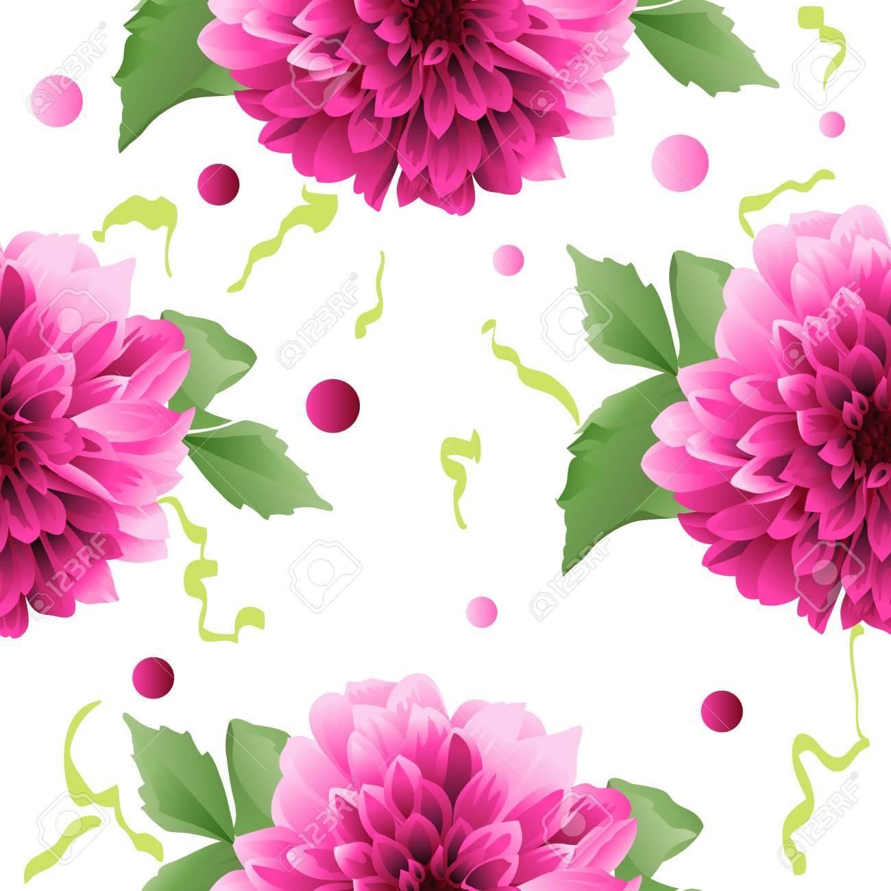 Red Dahlia Flower Seamless Background Illustration In Vector Royalty Free Cliparts Vectors And Stock Illustration Image 6027