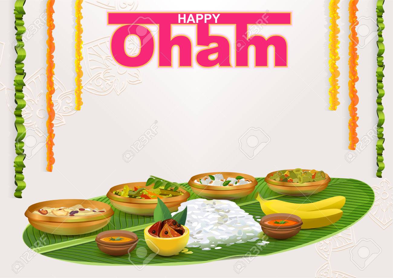 Happy Onam. Food for hindu festival in Kerala. Template vector illustration for greeting card - 61886269 Happy Onam. Food for hindu festival in Kerala. Template vector illustration for greeting card - 61886269