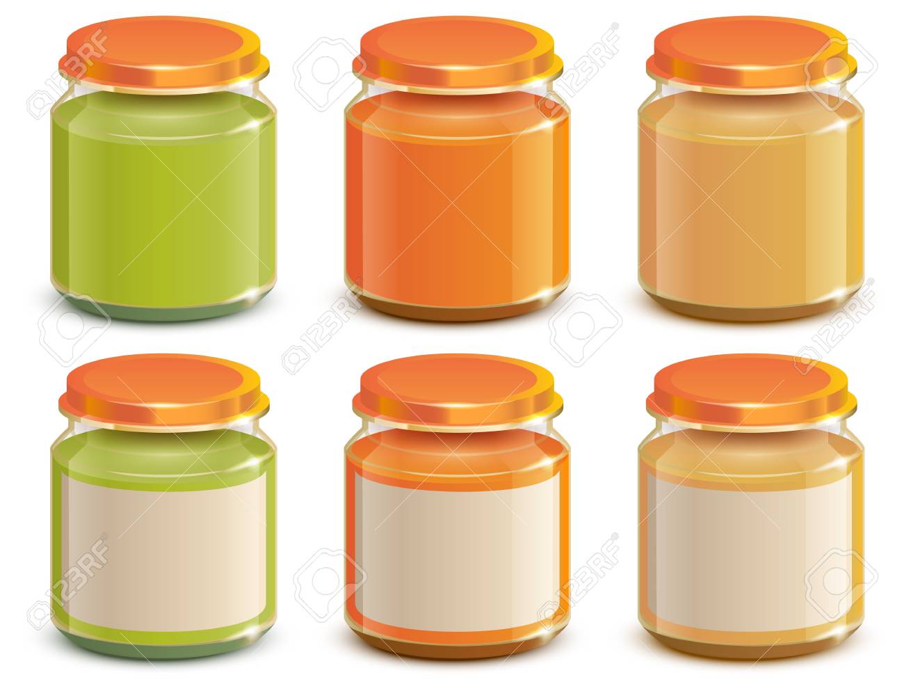 set baby food puree jar template mockup design isolated on white