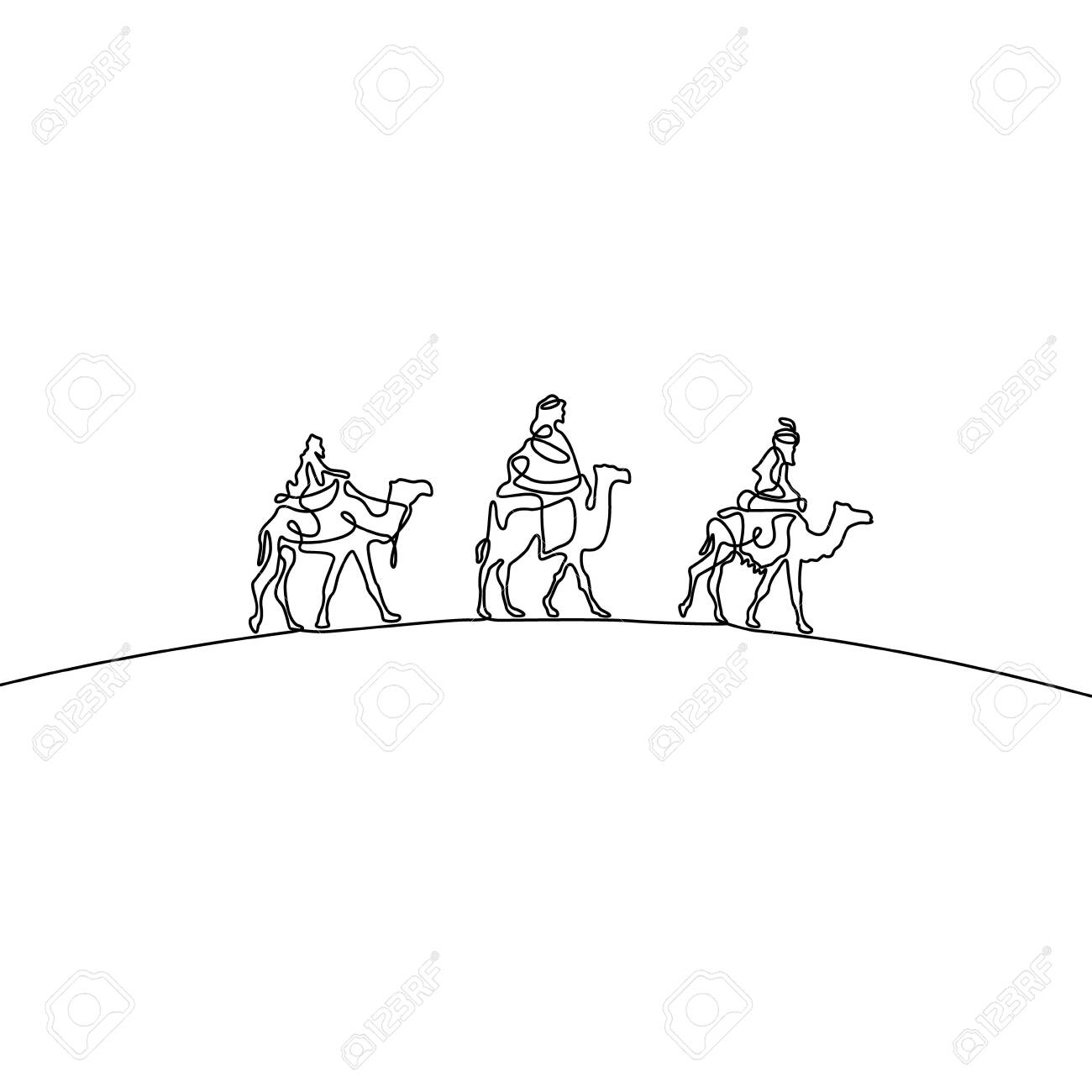 Caravan Of Camels In The Desert. Three Camels. New Islamic Year. Continuous  Line Drawing. Vector Illustration. Royalty Free SVG, Cliparts, Vectors, And  Stock Illustration. Image 122284314.