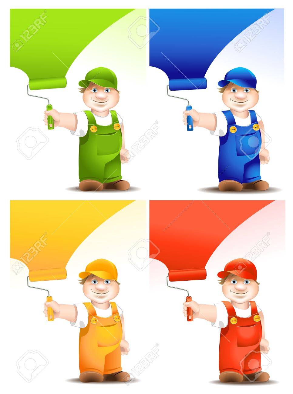worker cartoon with platen dyes surface - set - 12480568 worker cartoon with platen dyes surface - set - 12480568
