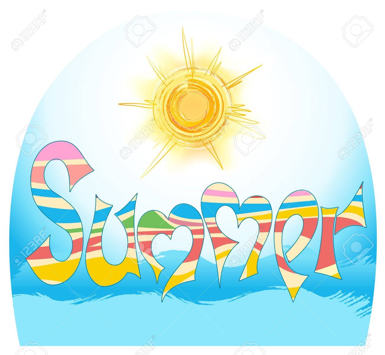 word summer in style graphites, with stylized sun and by sea - 12789037 word summer in style graphites, with stylized sun and by sea - 12789037