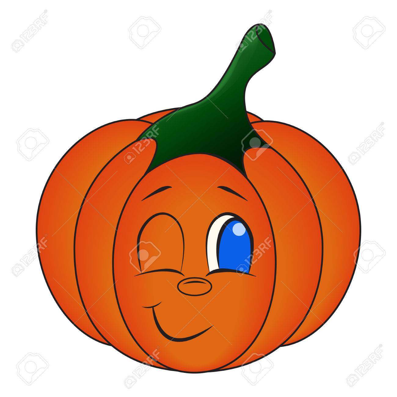 かわいいカボチャのベクター イラストが白い背景で隔離 かわいい漫画のカボチャのスマイリーの顔 のイラスト素材 ベクタ Image
