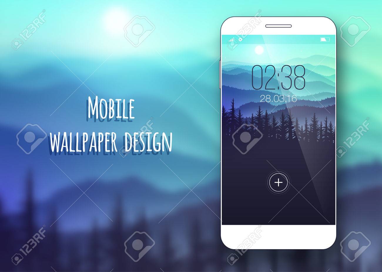 Colorful mobile interface wallpaper on blurred background. Mobile Wallpaper. Clean and modern design. Nature. Vector illustration - 61774528 Colorful mobile interface wallpaper on blurred background. Mobile Wallpaper. Clean and modern design. Nature. Vector illustration - 61774528