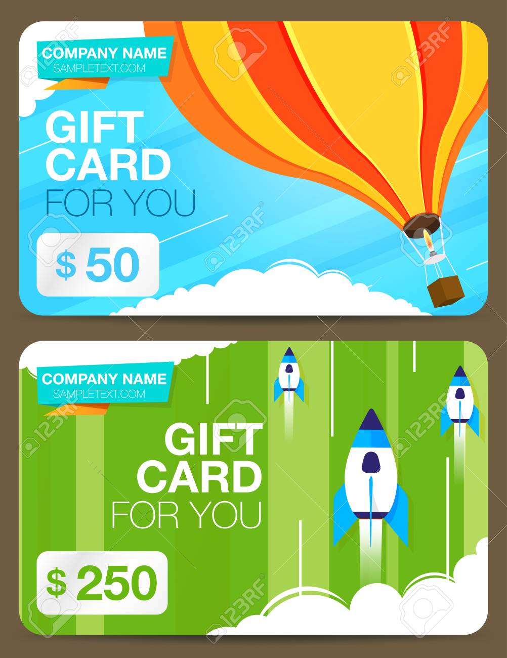 Two Of Gift Cards With Colorful Design With Depicting Balloon