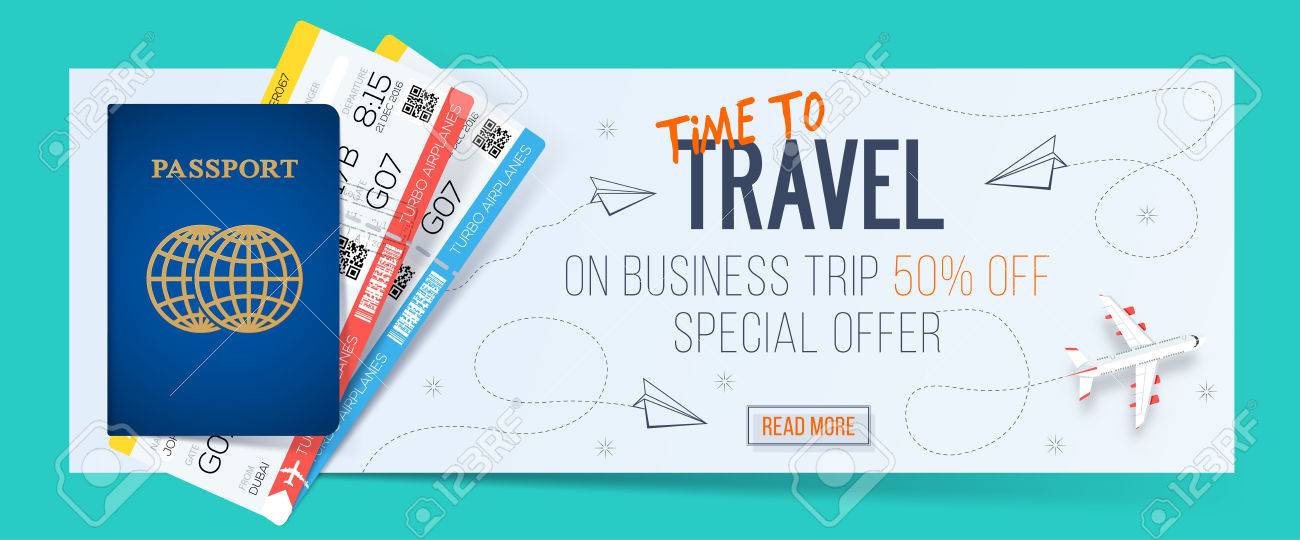 Special Offer On Business Travel Trip Banner Passport With Tickets Air Special Offer On Business Travel Trip Banner Passport With Tickets Air