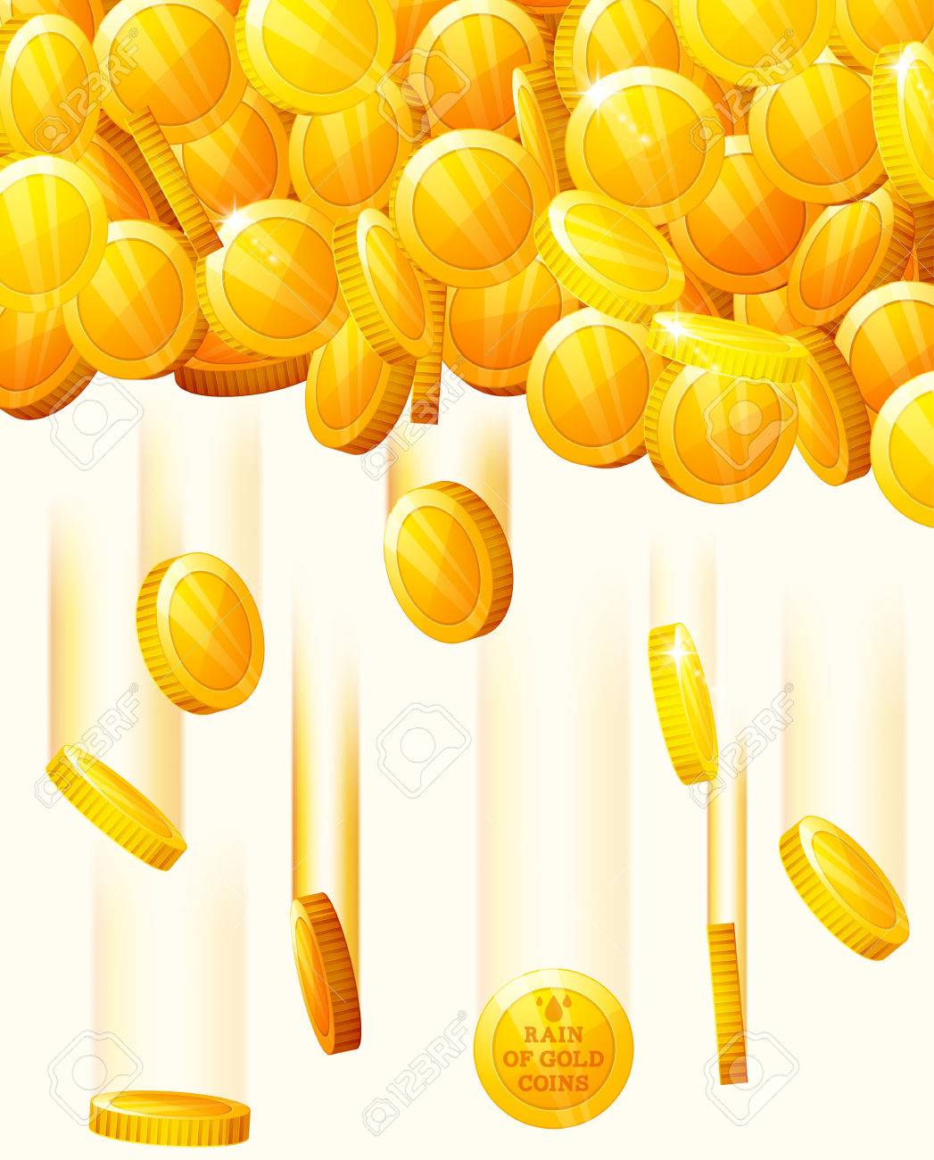 落下の黄金のコインを持つベクトルの背景 黄金のコインから雨します お金黄金の雨 のイラスト素材 ベクタ Image