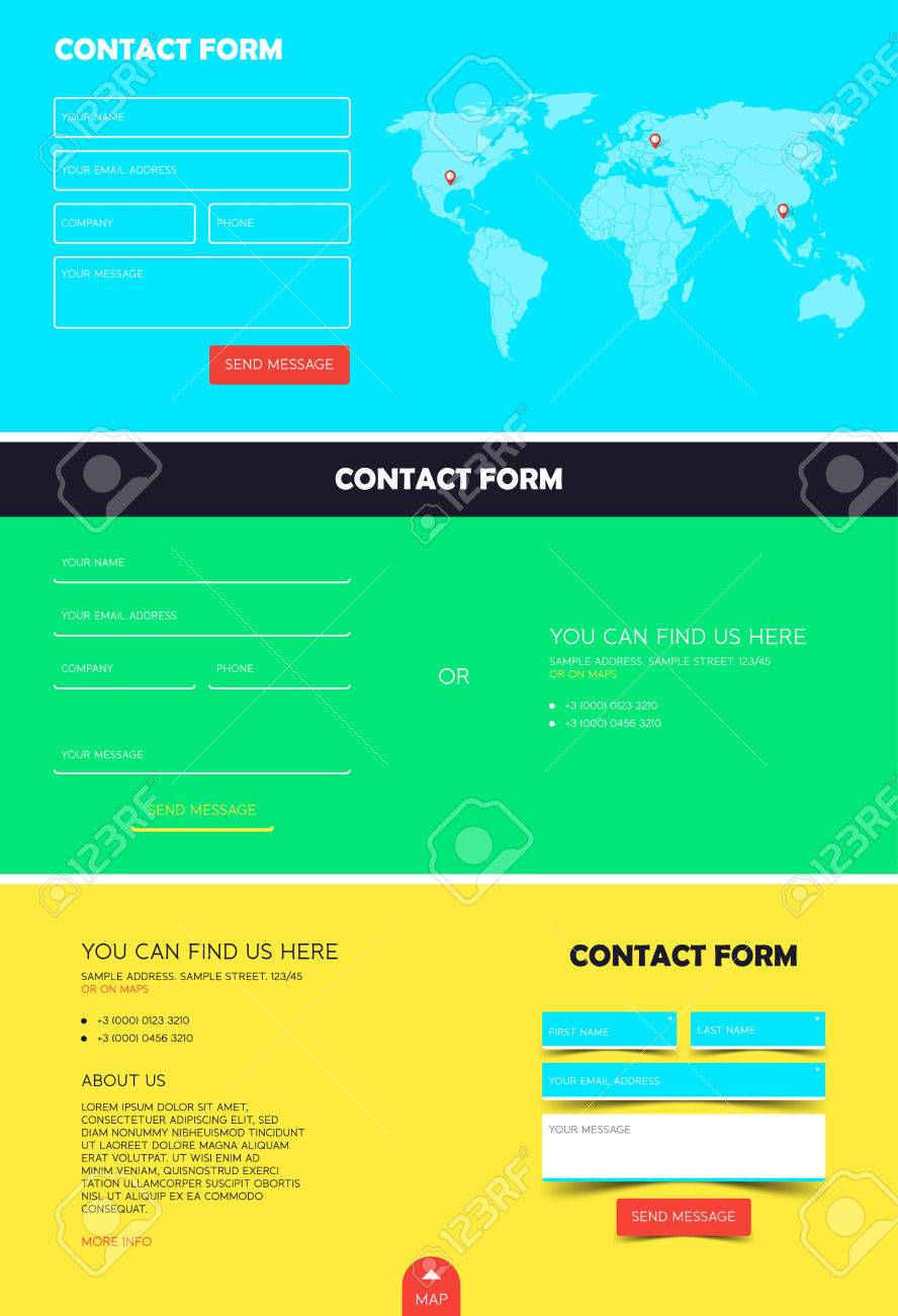 set of contact form for website registration contact form template website form template