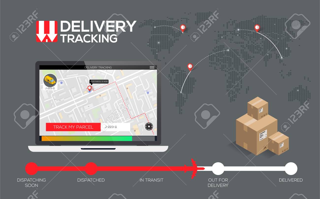 delivery tracking concept fast delivery shipping flat creative