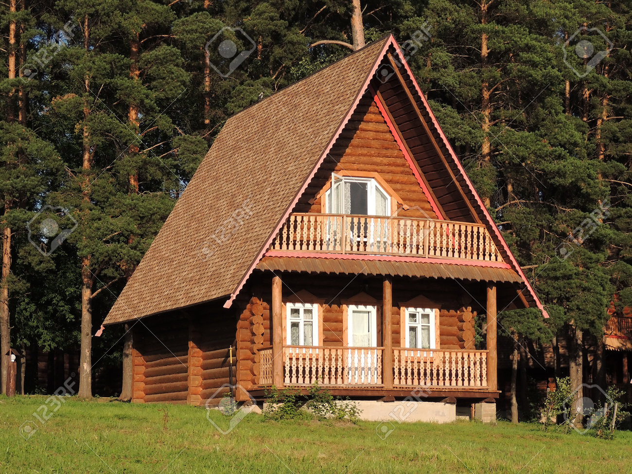 Wooden House On The Nature In The Pine Forest Stock Photo Picture And Royalty Free Image Image