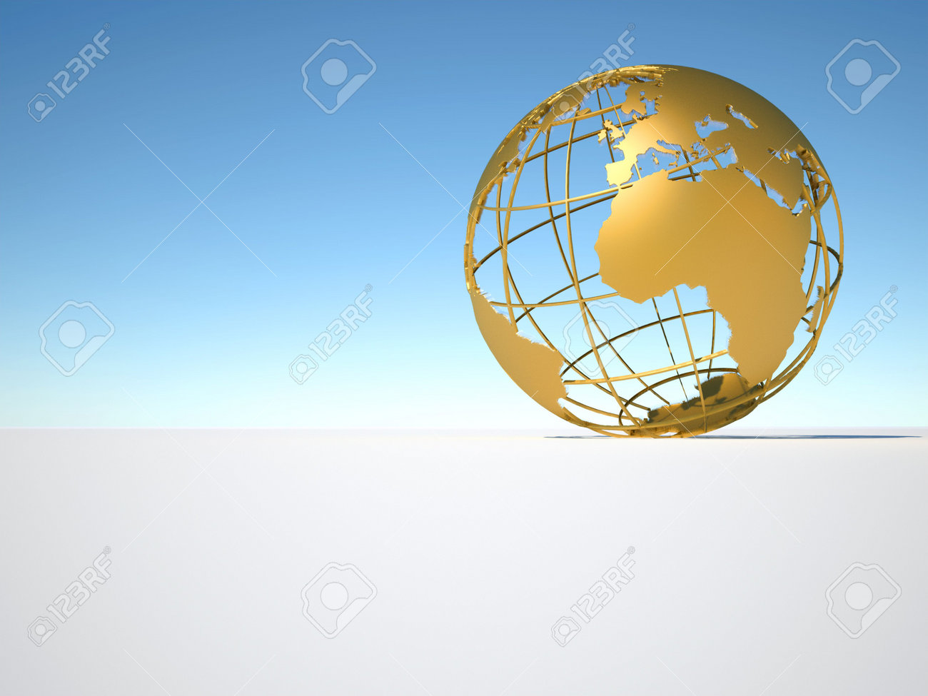 wired golden earth globe