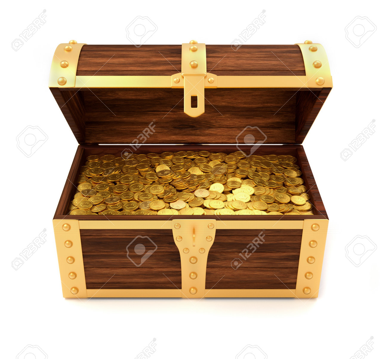 Premium Photo  Chest full of gold coins on a white background. 3d render