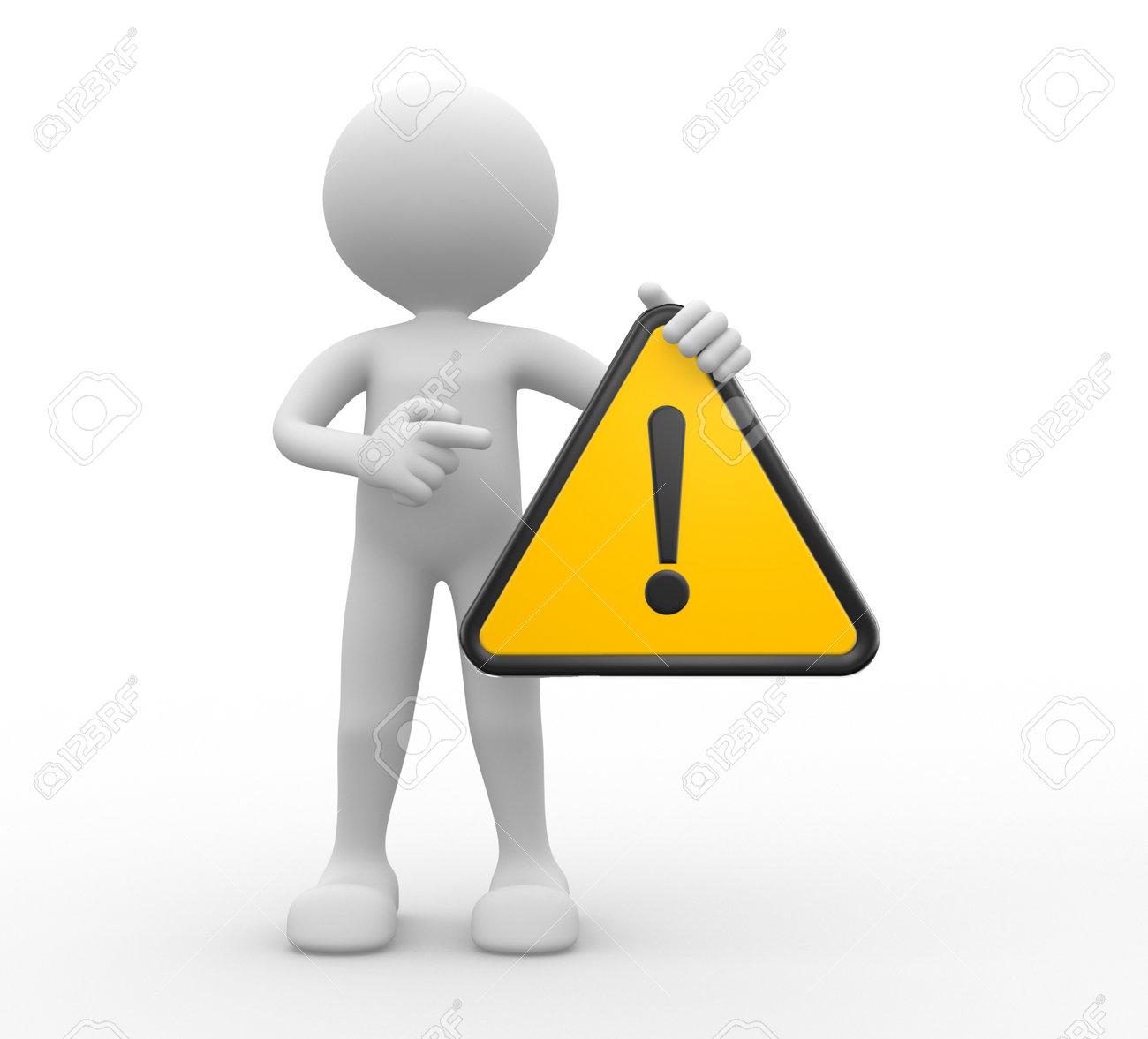 3d People Man Person With Warning Sign Stock Photo Picture And Royalty Free Image Image