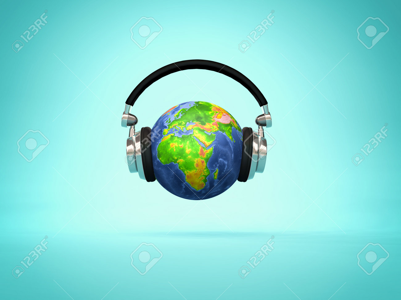 Die Welt Horen Kopfhorer Auf Der Erdkugel Mit Europa Und Afrika 3d Render Abbildung Lizenzfreie Fotos Bilder Und Stock Fotografie Image 87646782