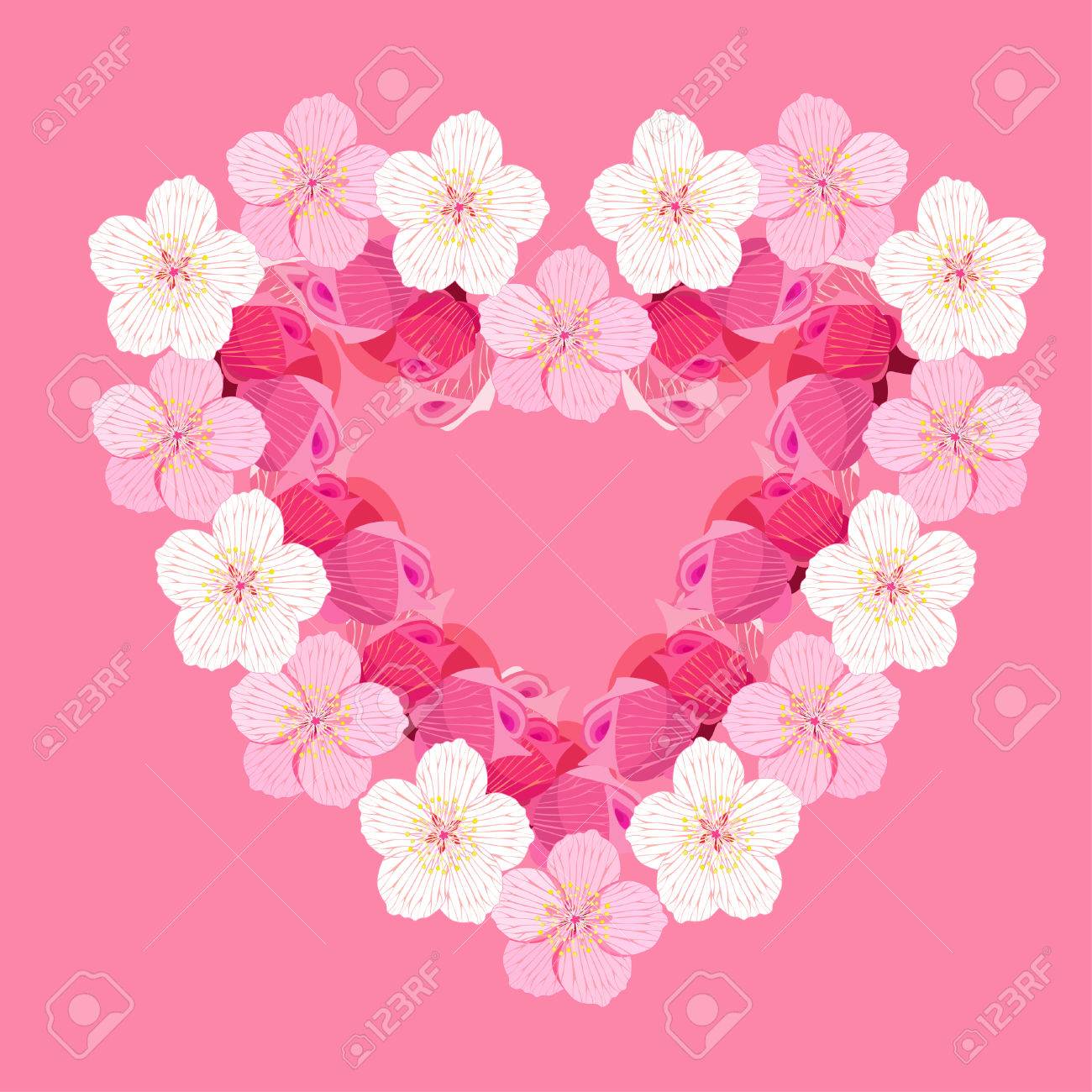 ハート型の桜日本のカードです ベクトル図 のイラスト素材 ベクタ Image