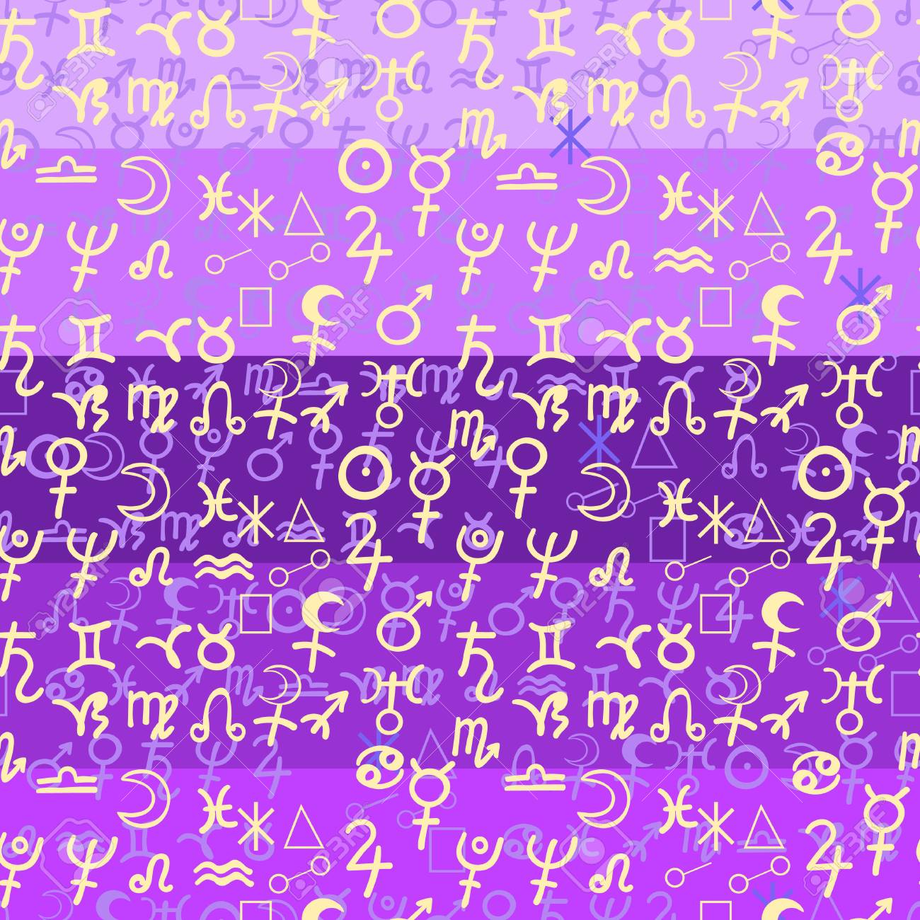 Modelo Inconsútil De La Carta Astral Natal Signos Del Zodiaco Tonos De Color Púrpura Ilustración Vectorial