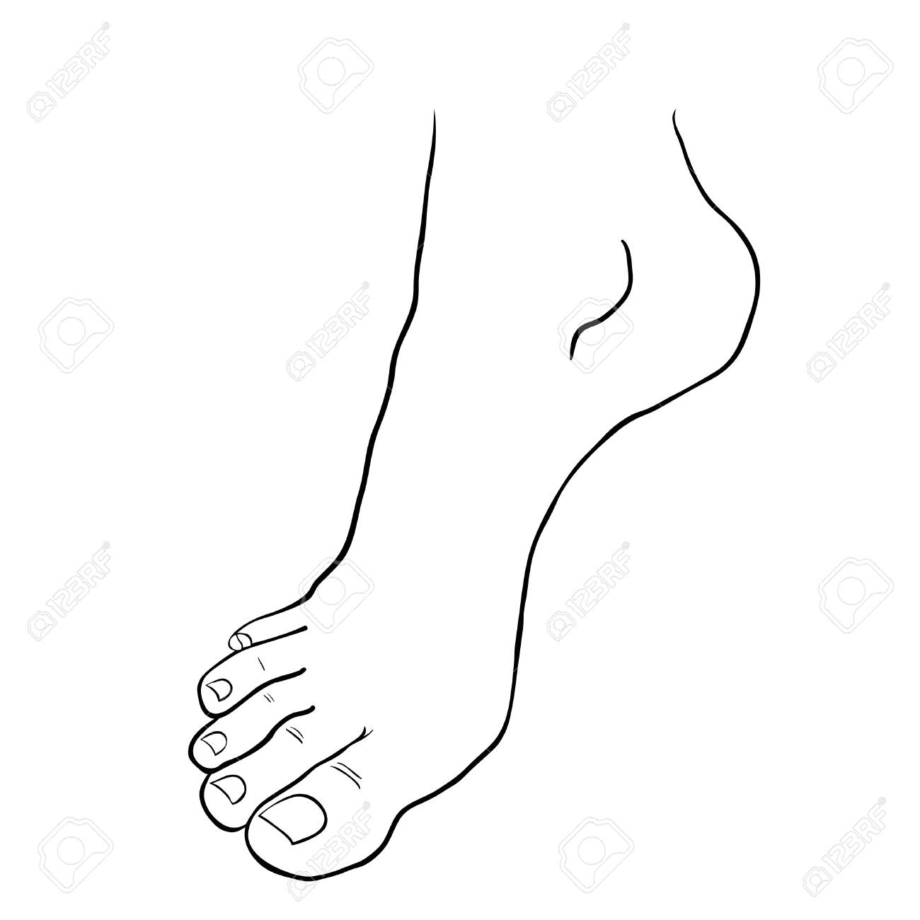 足のつま先で男性のダウンの裏 ベクトル図 のイラスト素材 ベクタ Image