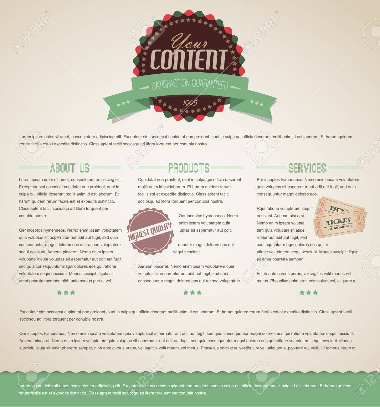 Retro vintage grunge web page template - green version - 13129376 Retro vintage grunge web page template - green version - 13129376