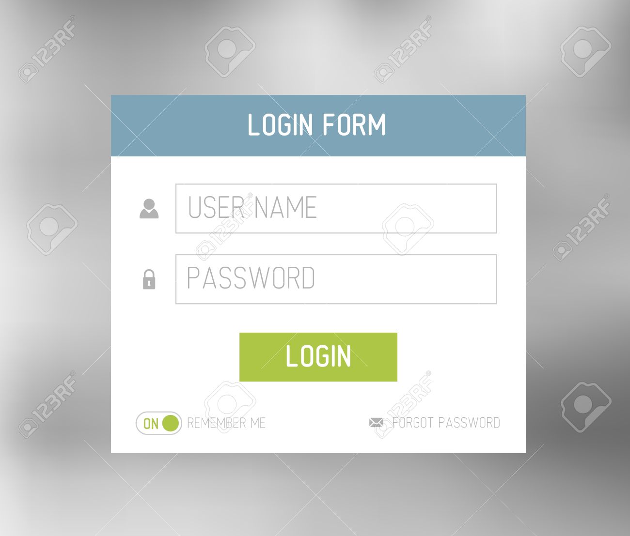 login form template design with simple modern flat user interface form template design