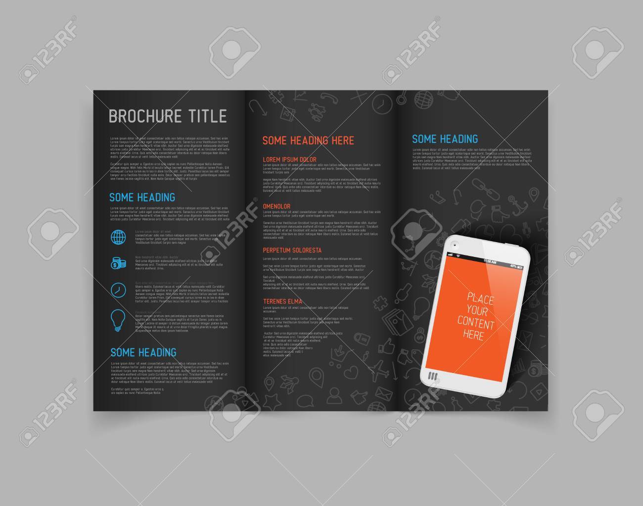 modern vector three fold brochure leaflet flyer design template