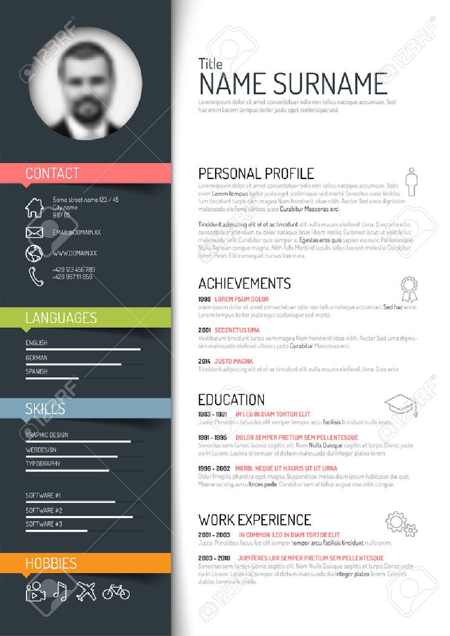 vector minimalist cv resume template dark color version royalty color in a resume