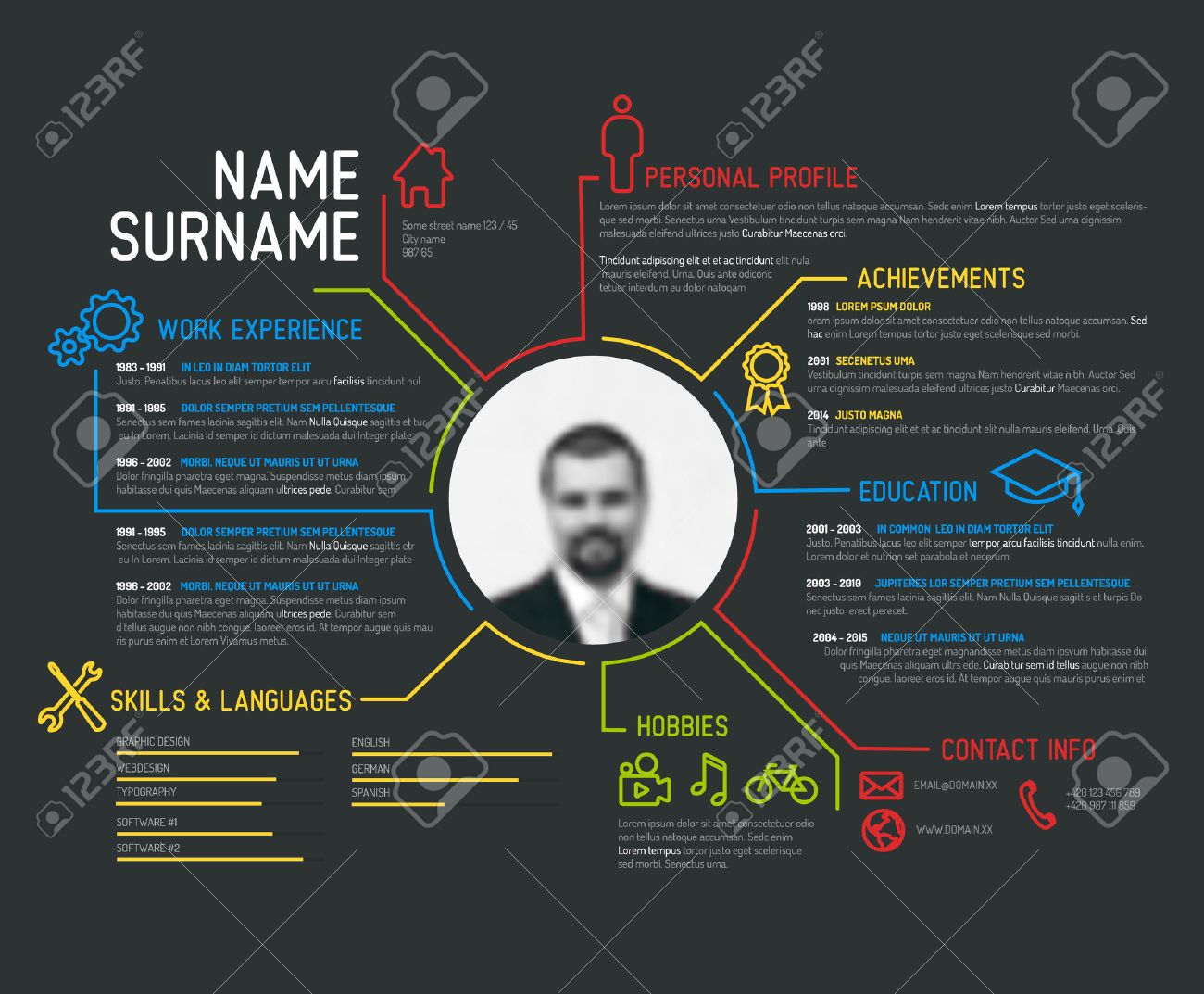 vector original minimalist cv resume template creative dark