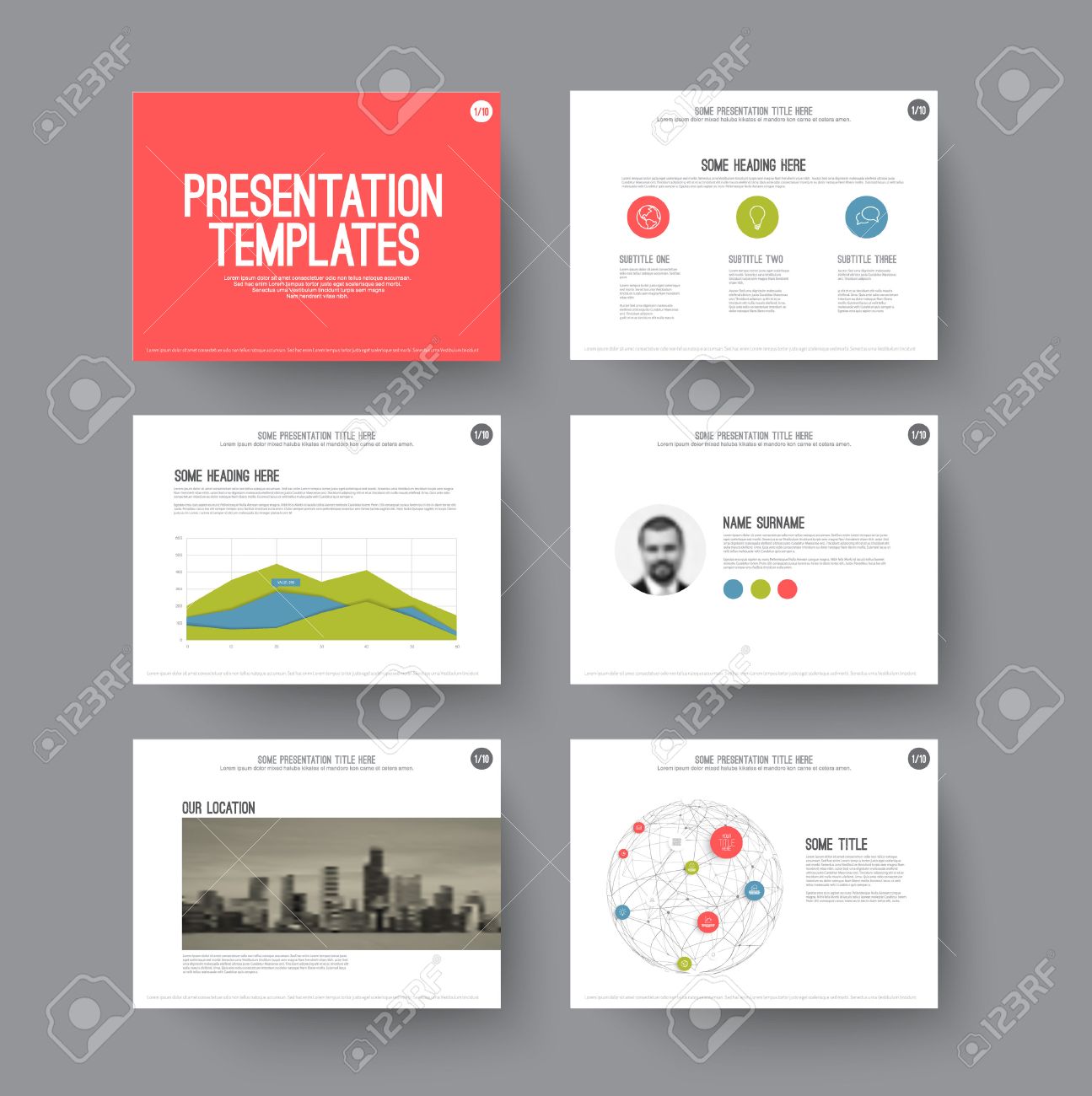 vector template for presentation slides with graphs and charts