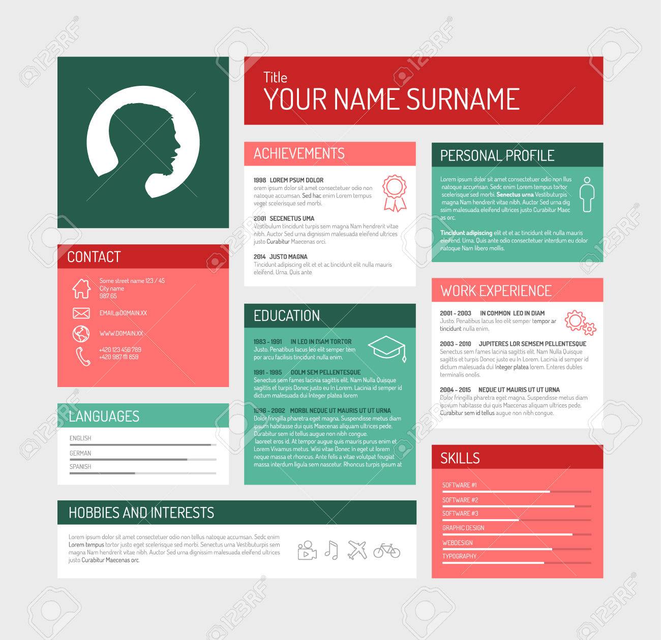 vector minimalist cv resume template dashboard profile teal