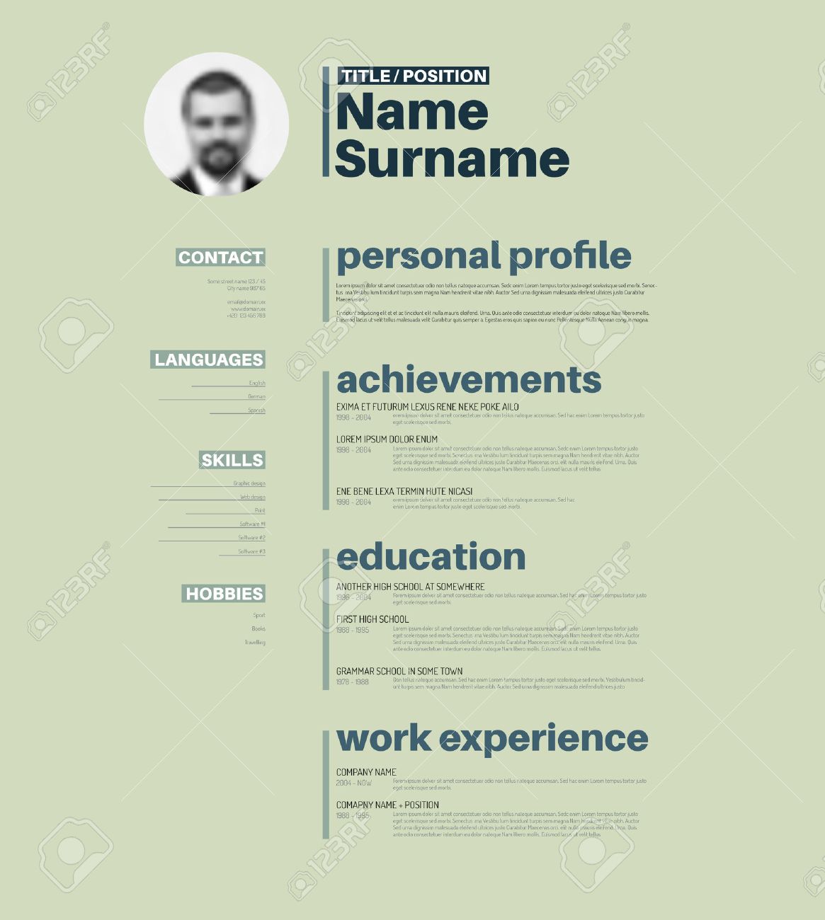Vector minimalist cv / resume template with nice typogrgaphy design - 40540540 Vector minimalist cv / resume template with nice typogrgaphy design - 40540540