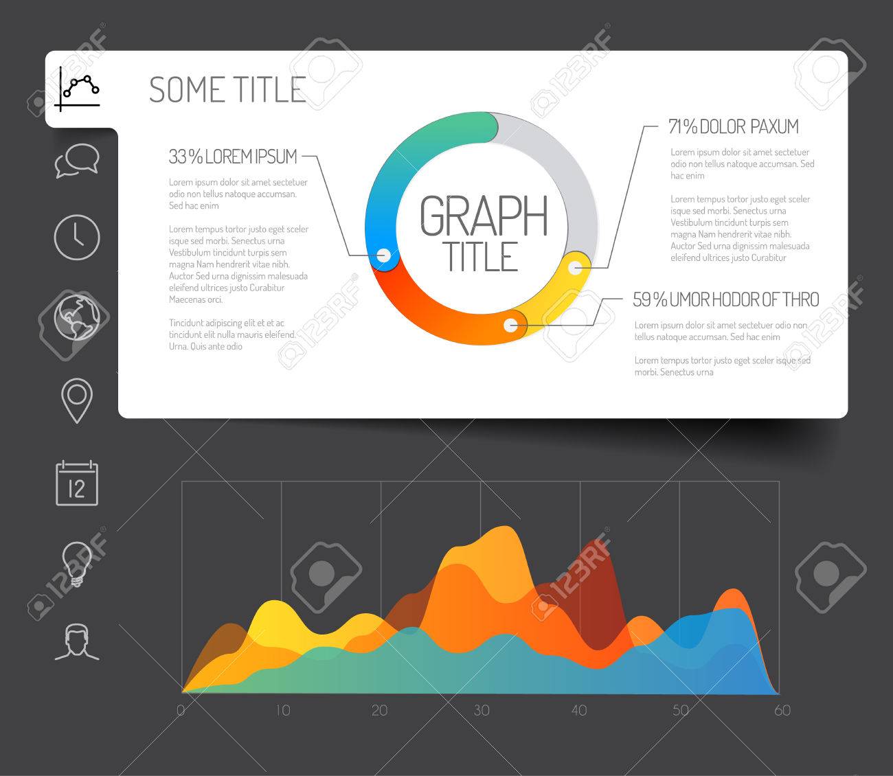 simple infographic dashboard template with flat design graphs