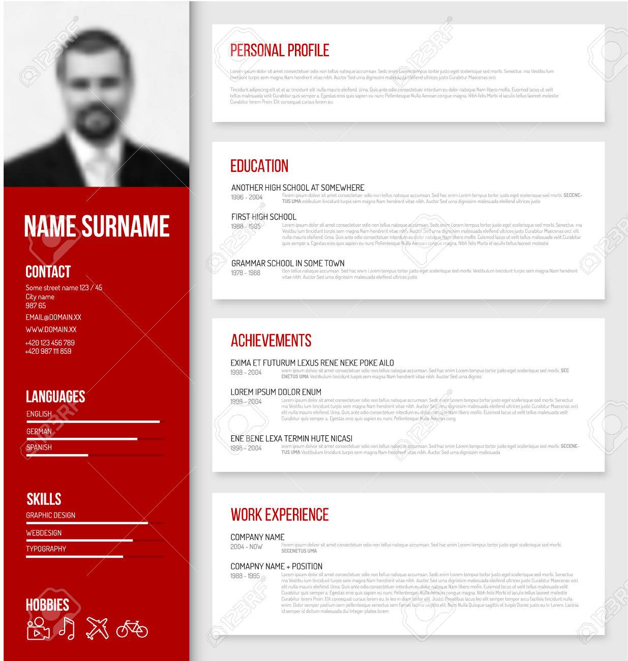 vector minimalist cv resume template design with profile photo cv english version